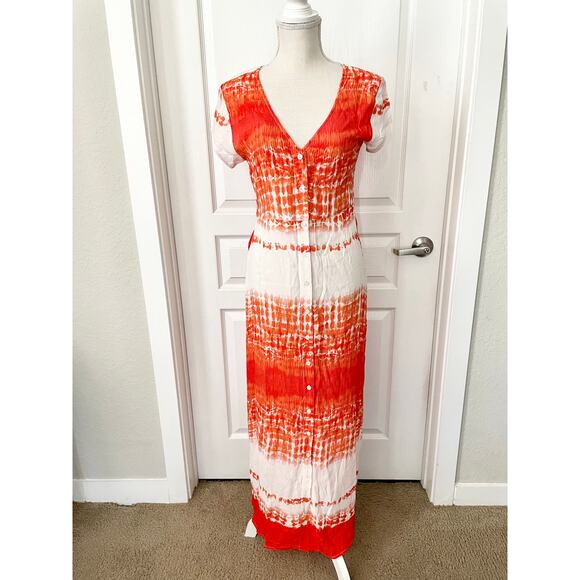RAGA Tie Dye Button Down Maxi Dress Poppy Size Small New - Picture 3 of 9